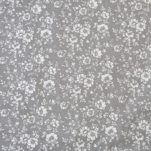 Hladká bavlna – Kvítek na šedém podkladu - Šíře materiálu (cm): 160