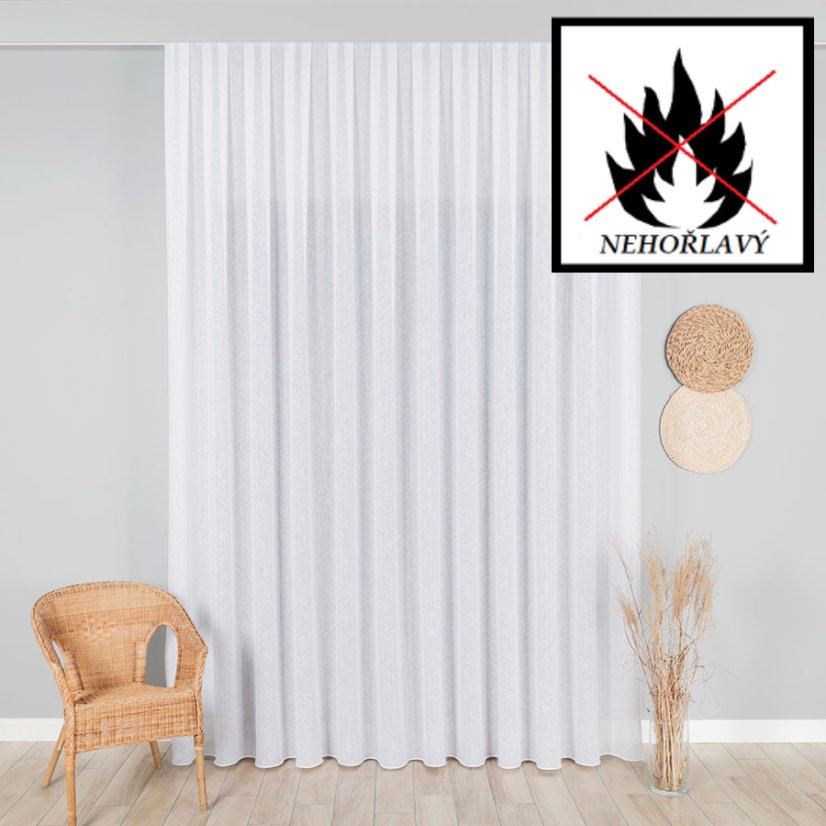 Záclona s olůvkem Adra - nehořlavá - Vyber výšku ↕ (cm): 300, Vyber šití: bez obšití