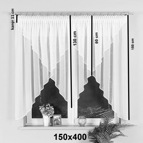 Voálová záclona Arabela - Vyber rozměr záclony  ↕VxŠ ↔ (cm): 150x300