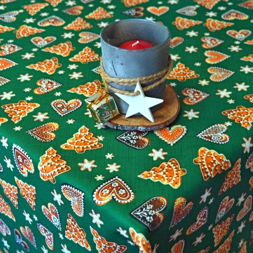 Vánoční ubrusy - Perníky - zelené - Vyber rozměr: 30x30