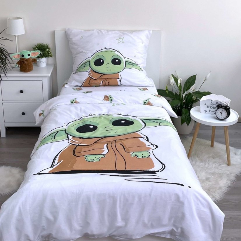 Povlečení hladká bavlna - Baby Yoda - Rozměr povlečení: 140x200+70x90
