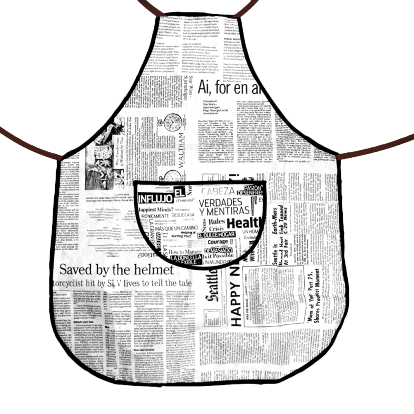 Zástěra noviny - černá