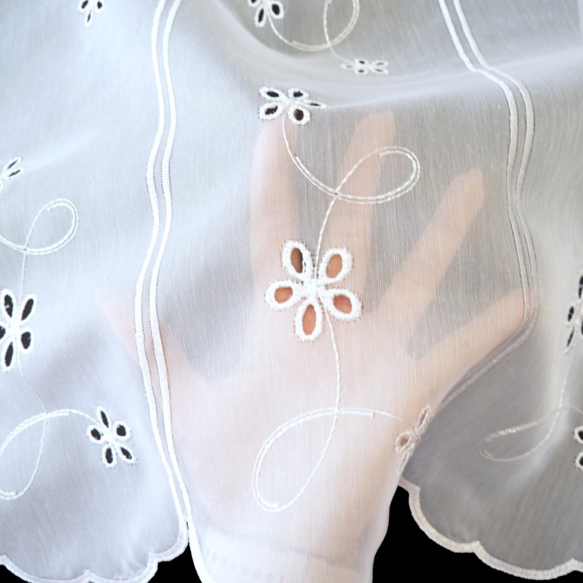 Vitrážová záclona Elena - Vyber výšku ↕ (cm): 40, Vyber šití: bez obšití