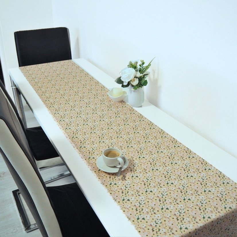 Ubrusová šála v metráži Florea - béžová - Šíře materiálu ↔ (cm): 38, Vyber okraje: pouze střih