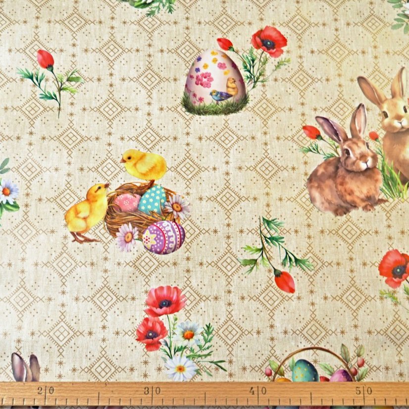 Velikonoční PVC ubrusovina - béžová