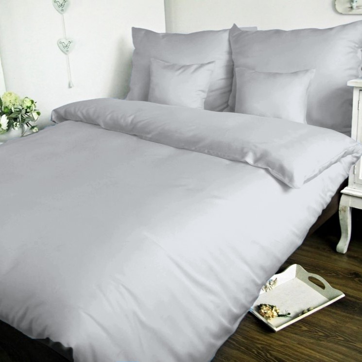 Povlečení bavlněný satén UNI - sv. šedá - Rozměr povlečení: 140x200+70x90
