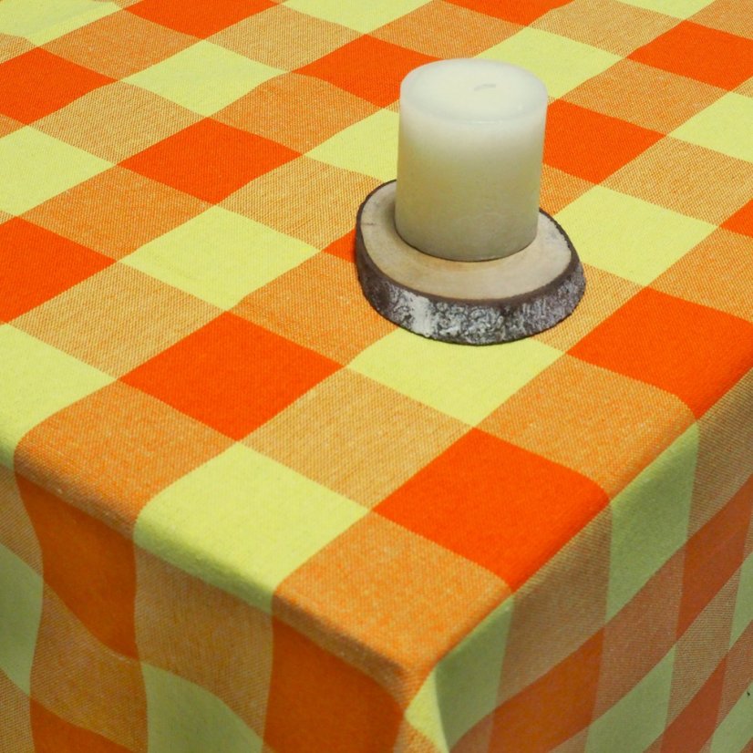 Ubrus a prostírání kanafas - oranžovo-žlutý velká kostka - Vyber rozměr: 70x70