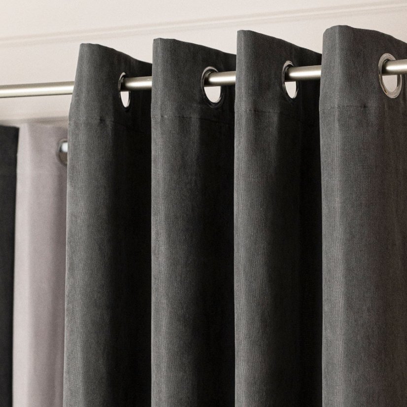 Kusový závěs s kroužky Milas - tm.šedý - Vyber rozměr závěsu ↕VxŠ ↔ (cm): 250 x 140 cm