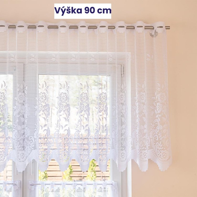 Záclona Sára - Vyber výšku ↕ (cm): 50, Vyber šití: bez obšití