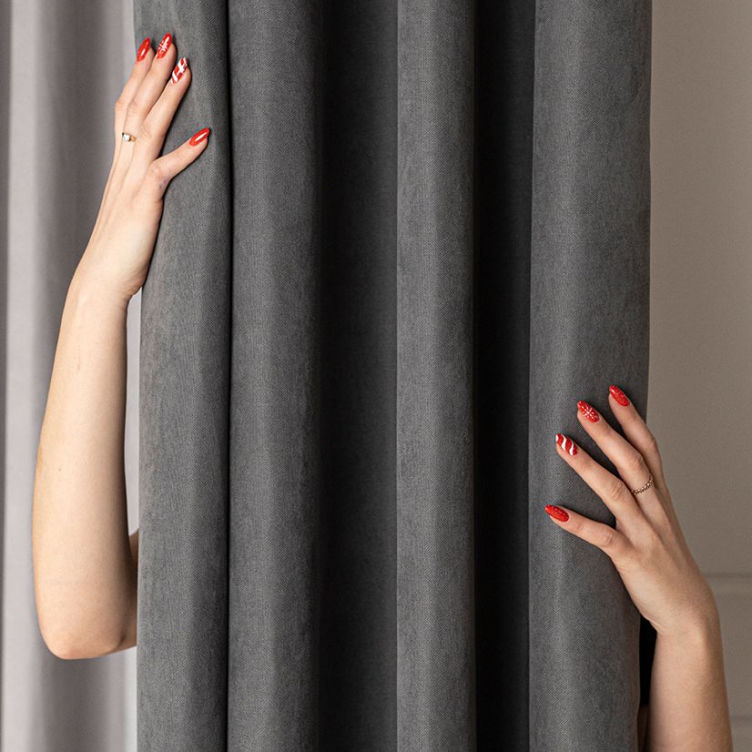 Kusový závěs s kroužky Milas - tm.šedý - Vyber rozměr závěsu ↕VxŠ ↔ (cm): 250 x 140 cm