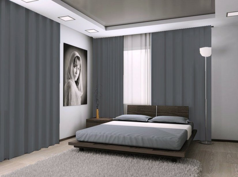 Dekorační látka Blackout grafitový - 280 cm - Šíře materiálu ↔ (cm): 280, Vyber šití: bez obšití