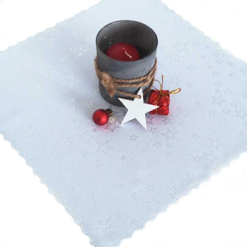 Prostírání a ubrusy Hvězdné přání - Bílo/stříbrné - Vyber rozměr: 30x30