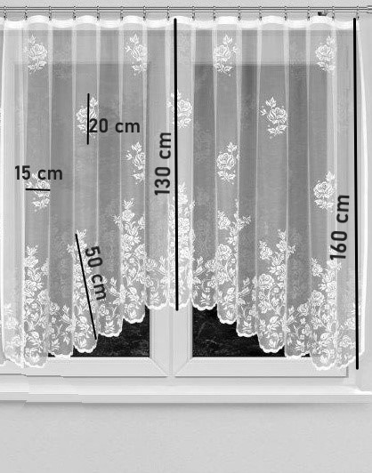 Kusová záclona Bára - Vyber rozměr záclony  ↕VxŠ ↔ (cm): 160x300