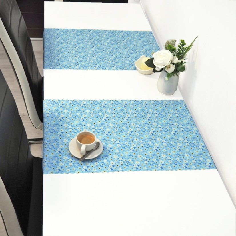 Ubrusová šála v metráži Florea - modrá - Šíře materiálu ↔ (cm): 38, Vyber okraje: pouze střih