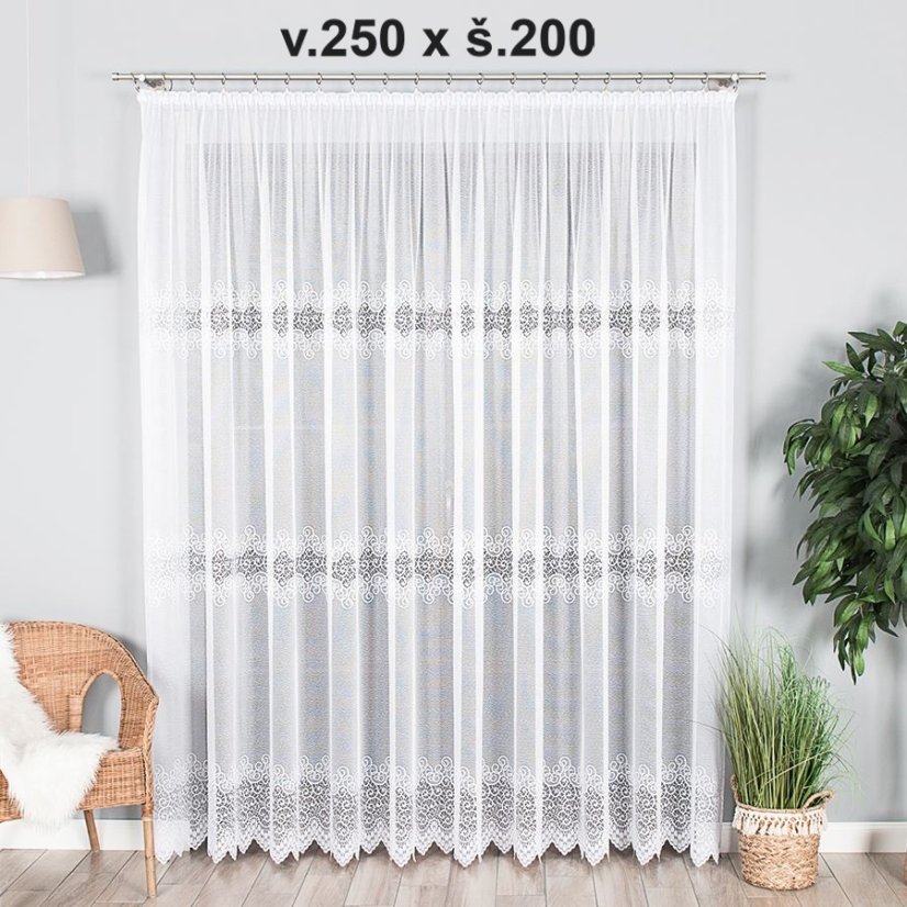Oblouková záclona Julie - Vrchný okraj: Bez riasiacej pásky, Vyber rozmer záclony ↕VxŠ ↔ (cm): 120x250