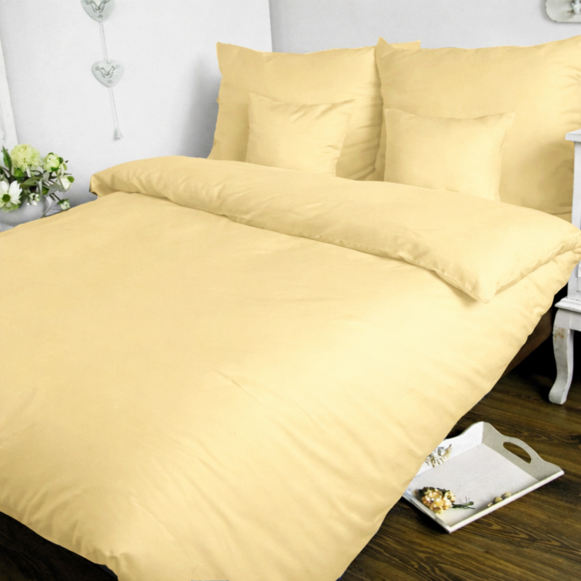 Povlečení bavlněný satén UNI - žlutá - Rozměr povlečení: 140x200+70x90