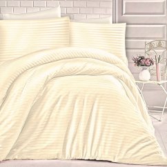 Povlečení bavlněný satén pruhy smetanové