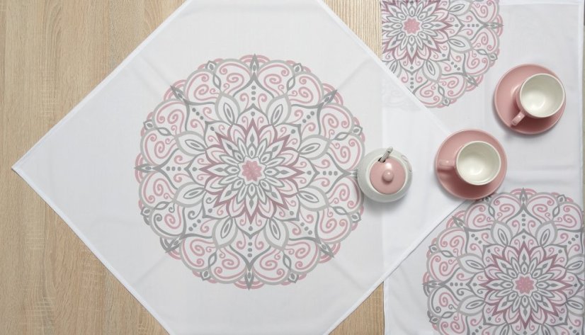 Ubrus Mandala bílá - Vyber rozměr: 35x35