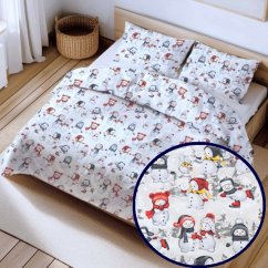 Vianočné obliečky hladká bavlna LUX - Snehuliaci