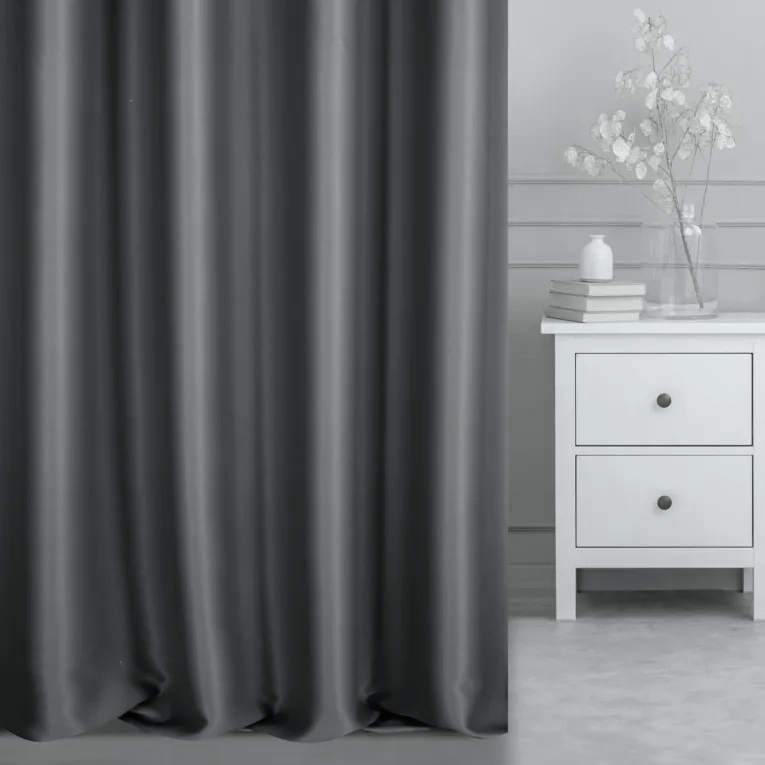 Dekorační látka Blackout tm. šedá - 320 cm - Šíře materiálu ↔ (cm): 320, Vyber šití: bez obšití