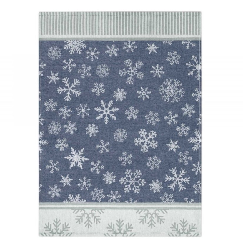 Vánoční utěrka Vločky - tm. modrá