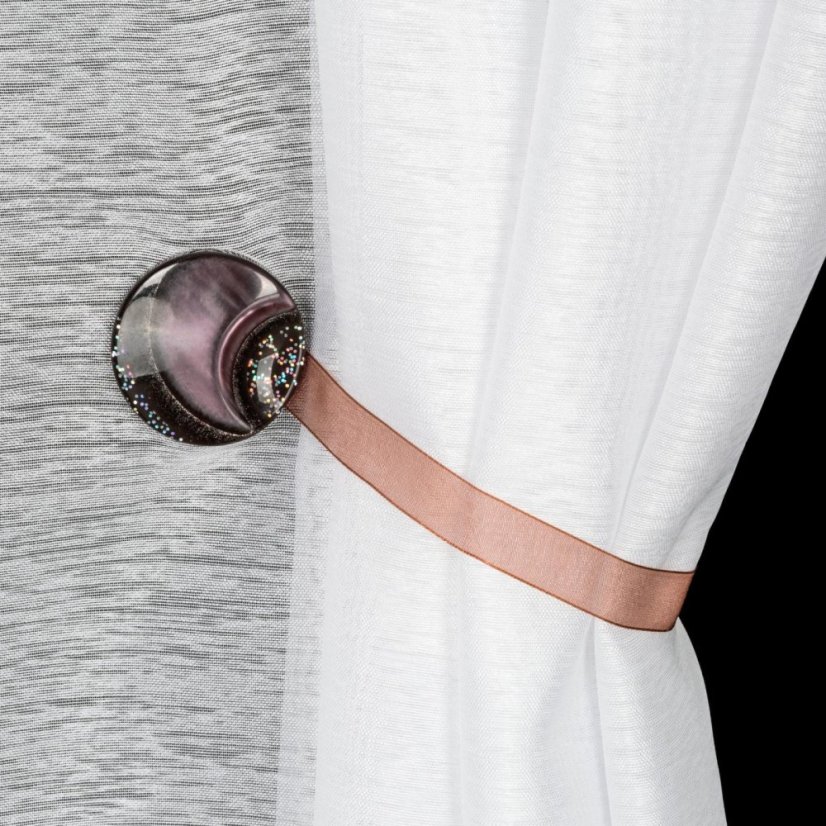 Magnetická spona na závěsy - hnědá se třpytkami