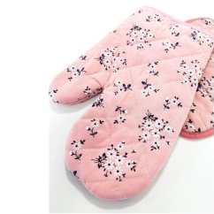 Sada chňapky s podložkou - Kvietky - ružové