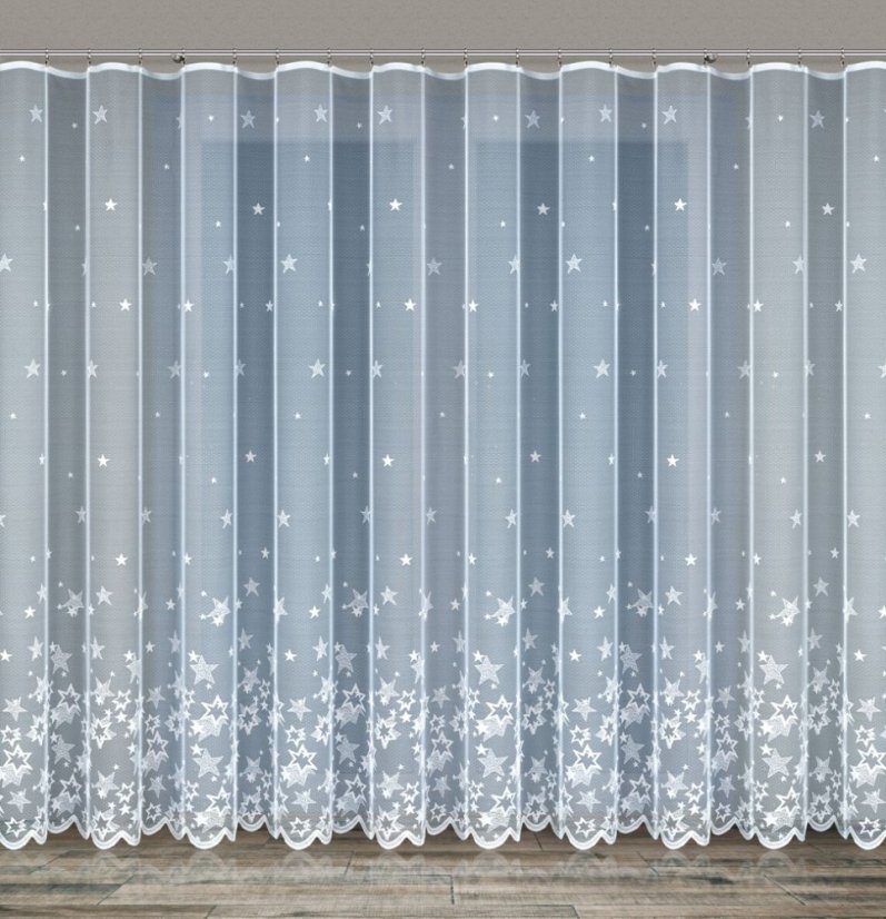 Vánoční záclona Hvězdy - Vyber výšku ↕ (cm): 250, Vyber šití: bez obšití