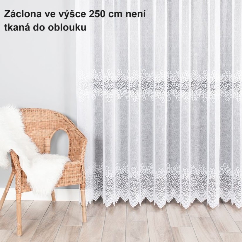 Oblouková záclona Julie - Vrchný okraj: Bez riasiacej pásky, Vyber rozmer záclony ↕VxŠ ↔ (cm): 120x250