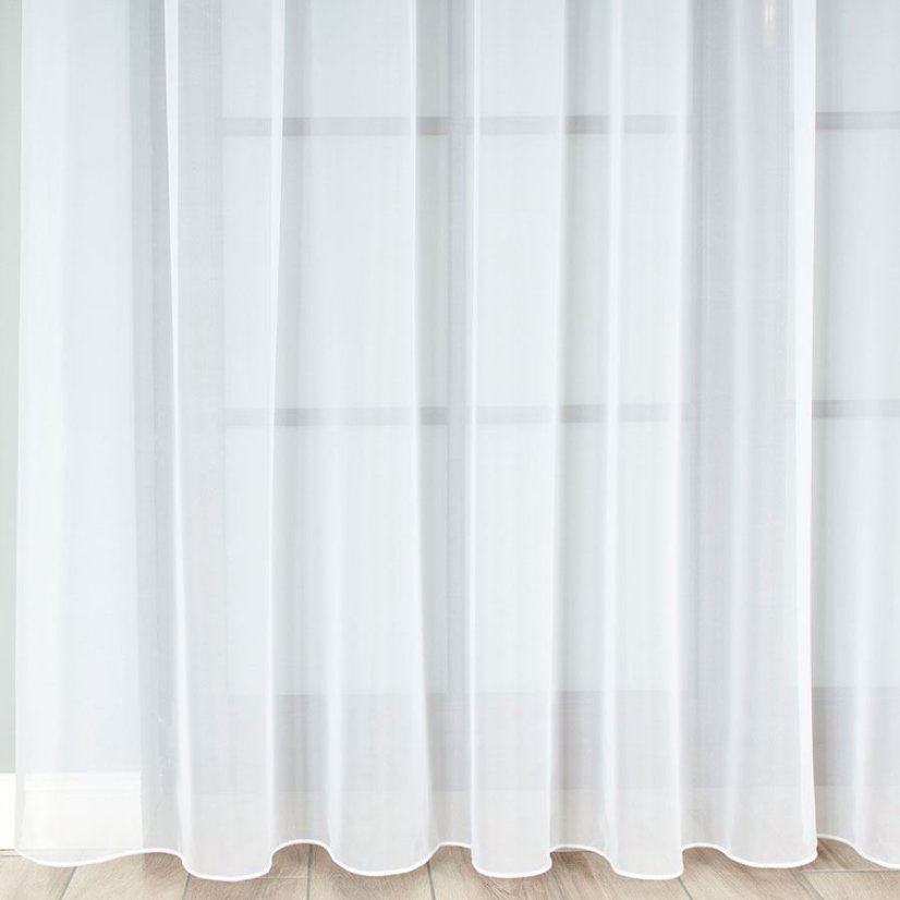 Hladký bílý voál LUX s olůvkem - 330 cm - Vyber výšku ↕ (cm): 330, Vyber šití: bez obšití