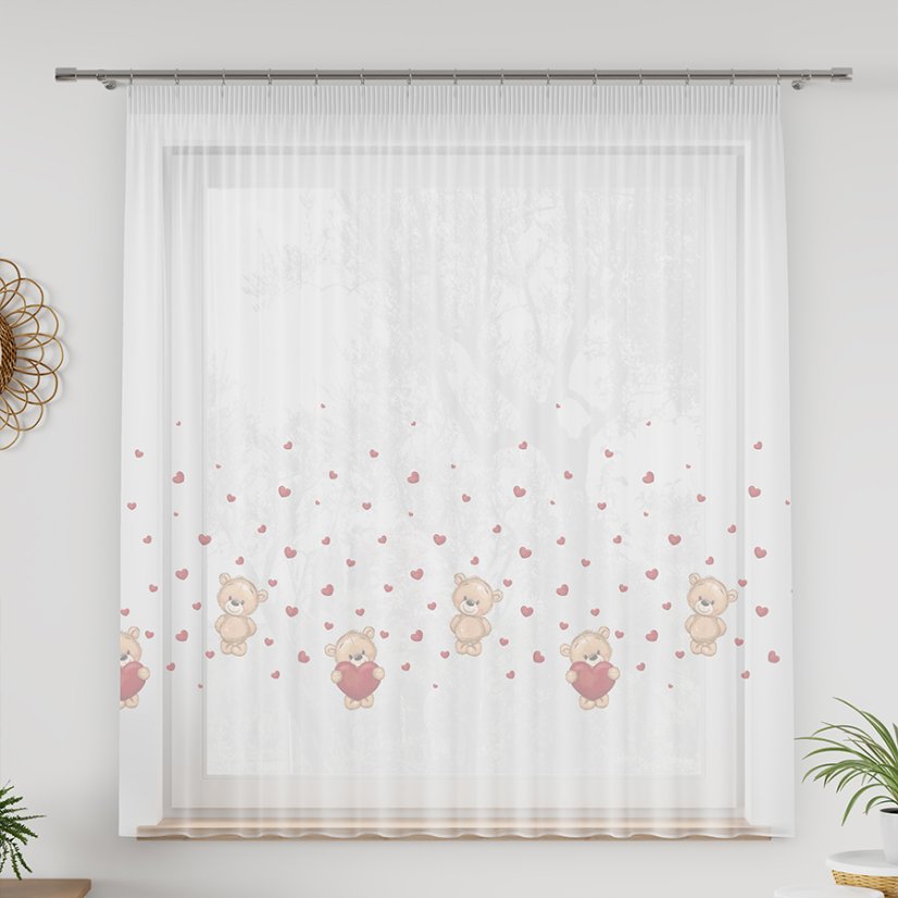 Dětský voál Medvídek - Vyber výšku ↕ (cm): 157, Vyber šití: bez obšití