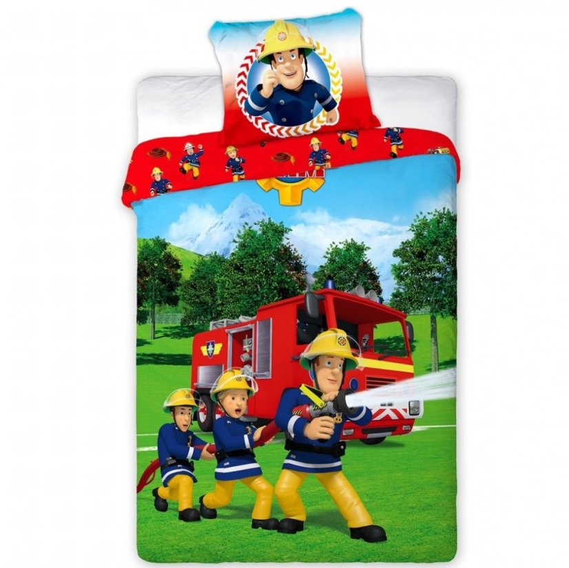 Povlečení hladká bavlna - Požárník Sam - Rozměr povlečení: 140x200+70x90