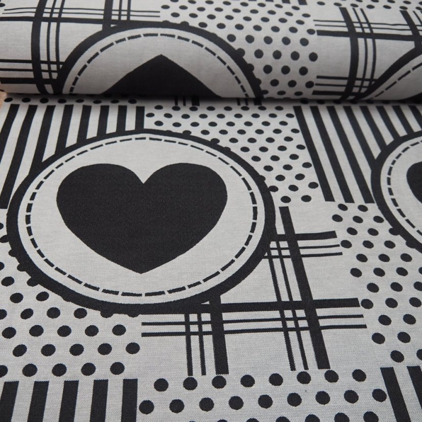 Dekorační látka Srdíčko - Šíře materiálu ↔ (cm): 185, Vyber šití: bez obšití