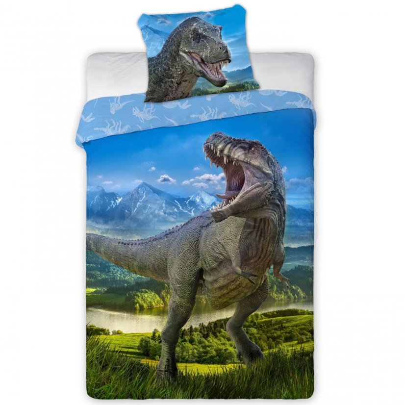 Povlečení hladká bavlna - T-Rex - Rozměr povlečení: 140x200+70x90