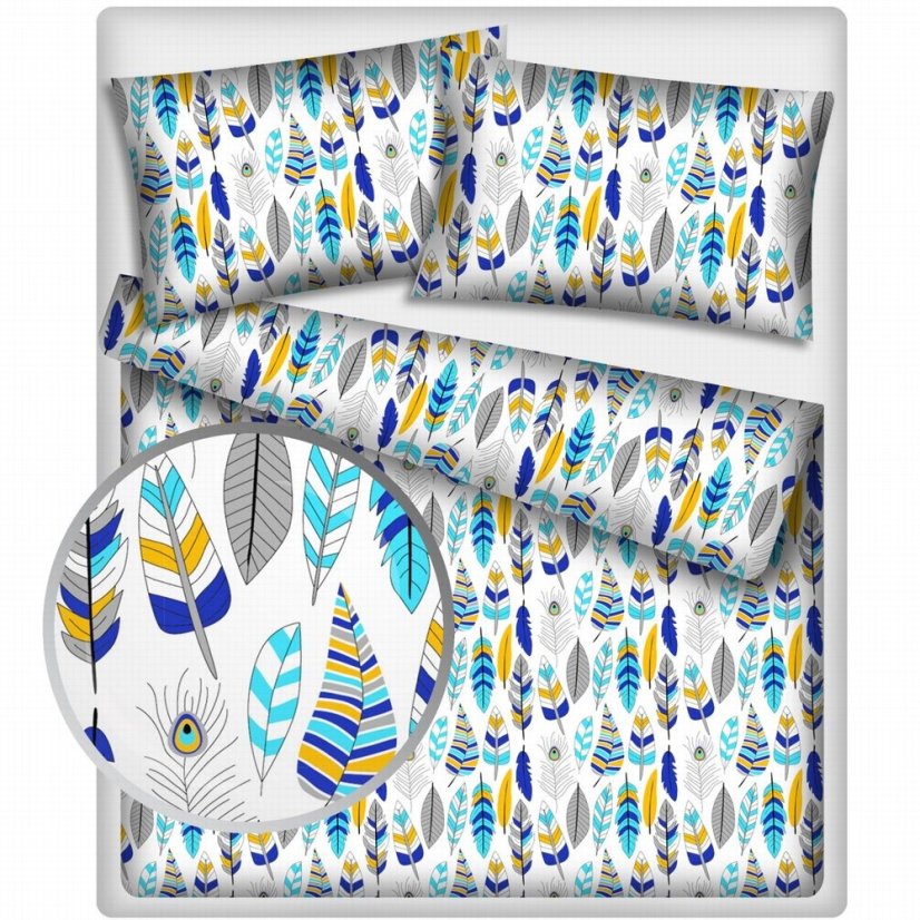 Povlečení hladká bavlna LUX Indiánská pírka - Rozměr povlečení: 90x130+40x60