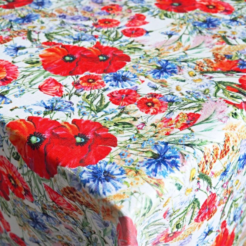 Teflonový ubrus tisk Vlčí máky - obšitý - Vyber rozměr: 75x75