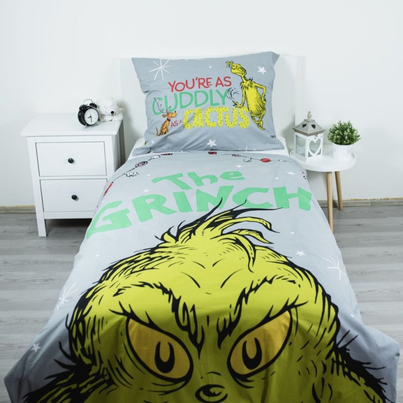 Povlečení hladká bavlna - Grinch - Rozmer obliečky: 140x200+70x90