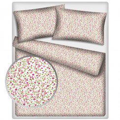 Povlečení hladká bavlna LUX – Růžové kytičky