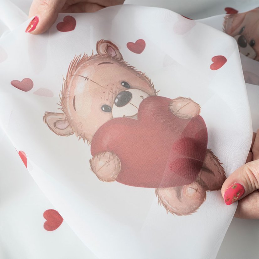 Dětský voál Medvídek - Vyber výšku ↕ (cm): 157, Vyber šití: bez obšití