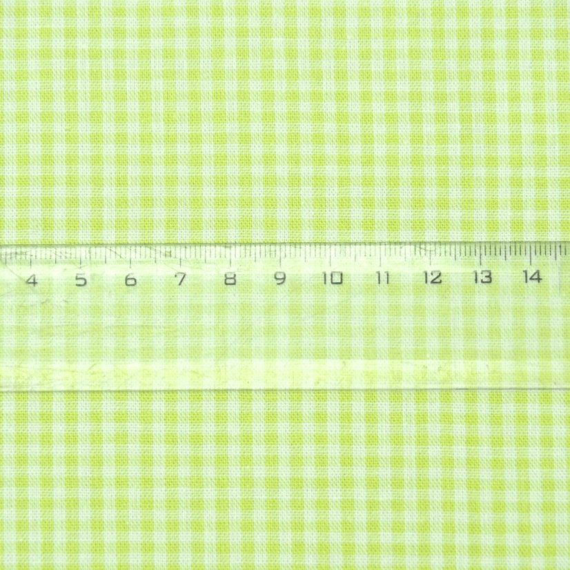 Látka Kanafas jarno zelená - 0,2 cm káro - Šírka materiálu ↔ (cm): 160, Vyber šitie: bez obšití