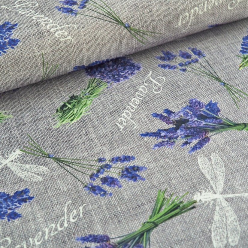 Teflonová látka Levandule nápis - Šíře materiálu ↔ (cm): 155