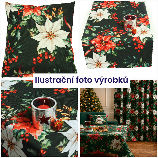 Ubrusy a běhouny Vánoční růže - zelené
