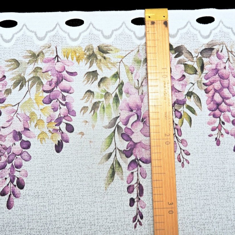 Vitrážová záclona Vistária - Vyber výšku ↕ (cm): 48, Vyber šitie: bez obšití