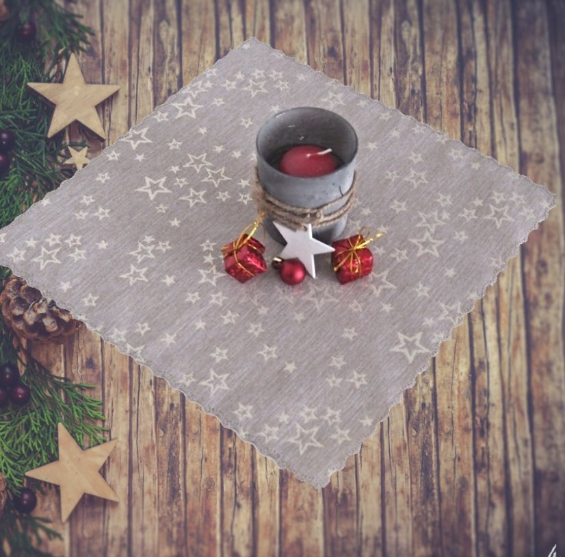 Prostírání a ubrusy Hvězdné přání - Béžovo/zlaté - Vyber rozměr: 30x30