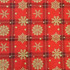 Vánoční bavlněná látka Zlaté vločky