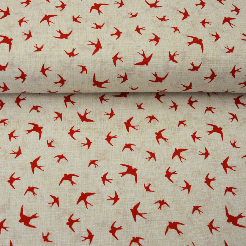 Bavlněná látka Fly - červená - Šíře materiálu ↔ (cm): 140
