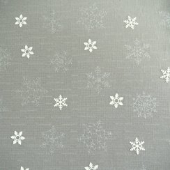 Vánoční látka na ubrusy - Sněhová vločka - šedá