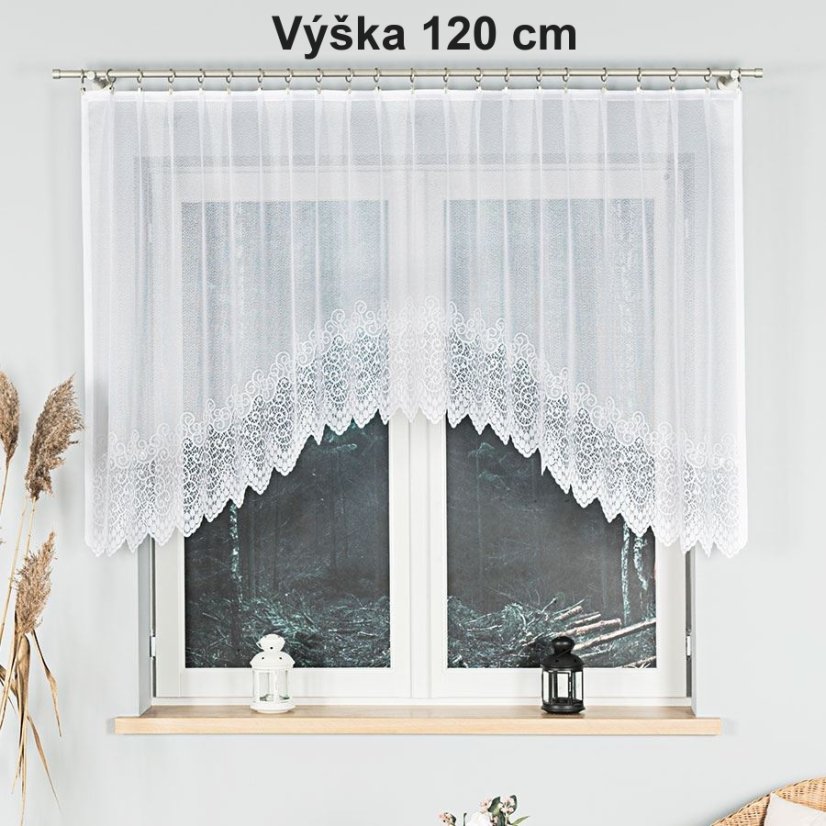 Oblouková záclona Julie - Vrchný okraj: Bez riasiacej pásky, Vyber rozmer záclony ↕VxŠ ↔ (cm): 120x250