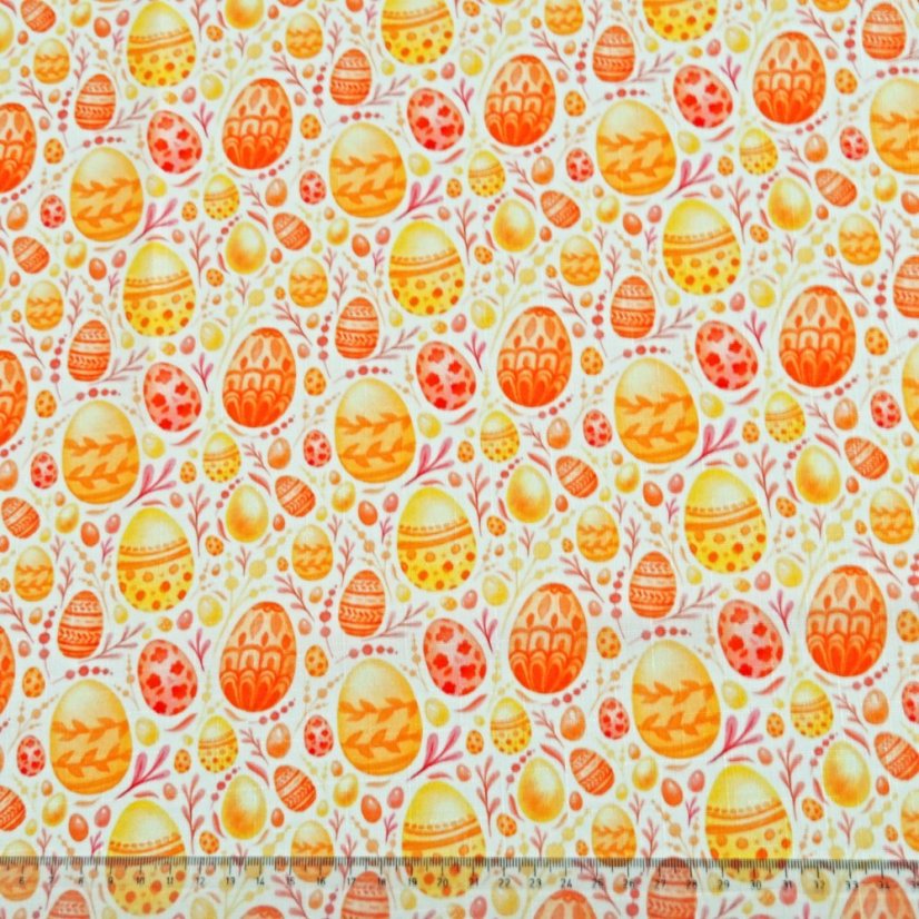 Velikonoční látka na ubrusy Oranžové kraslice - Šíře materiálu ↔ (cm): 160