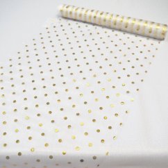 Dekoračná organza - zlaté bodky
